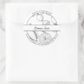 黒と白のスケッチレモンジャムラベル ラウンドシール (バッグ)