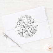 黒と白のスケッチ漬オリーブのラベル ラウンドシール (封筒)