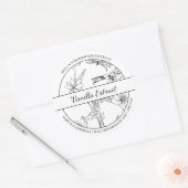 黒と白のスケッチVanilla抽出ラベル ラウンドシール (封筒)