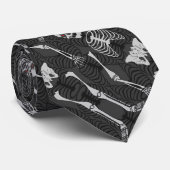 黒と白のスケルトンのハロウィンタイ ネクタイ (ロール)