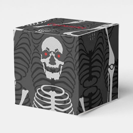 黒と白のスケルトンHalloween Cube Favorボックス フェイバーボックス (正面サイド)
