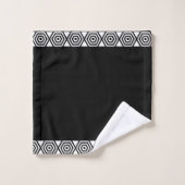 黒と白のスタイリッシュ幾何学模様 バスタオルセット (ウォッシュタオル)