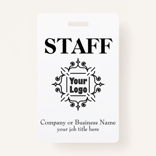 黒と白のスタッフIDとロカスタムゴ バッジ (正面)