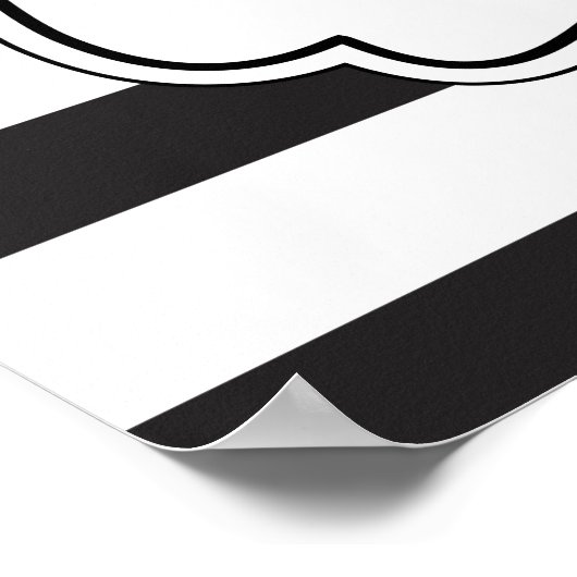 黒と白のスターペピンクのフローラシャワー記号 ポスター (角)