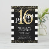 黒と白のストライプにゴールド 招待状 (スタンド正面)