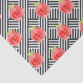 黒と白のストライプにバラ 薄葉紙 (詳細)