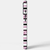 黒と白のストライプにマゼンタの花柄 Case-Mate iPhoneケース (裏面 / 左)