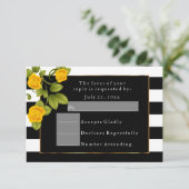 黒と白のストライプに黄色のバラ 招待状 (スタンド正面)