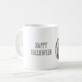 黒と白のストライプのカボチャ コーヒーマグカップ (正面左)