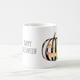 黒と白のストライプのカボチャ コーヒーマグカップ
