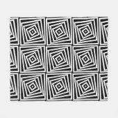 黒と白のストライプのスパイラルボックスパターン フリースブランケット (正面(横))