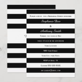 黒と白のストライプのリハーサルディナー 招待状 (正面/裏面)