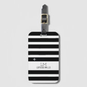 黒と白のストライプの手荷物タグ ラゲッジタグ (正面縦)