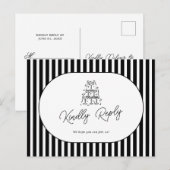 黒と白のストライプの結婚式の曲のリクエストRSVP ポストカード (正面/裏面)