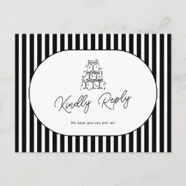 黒と白のストライプの結婚式の曲のリクエストRSVP ポストカード
