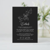 黒と白のストライプの結婚式ディテールカード エンクロージャーカード (スタンド正面)