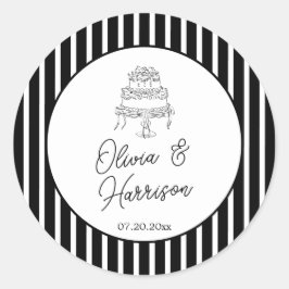黒と白のストライプの結婚式 ラウンドシール