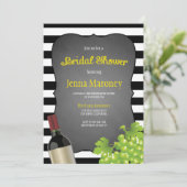 黒と白のストライプワインブドウブライダルシャワー 招待状 (スタンド正面)