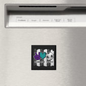 黒と白のストライプ平和愛サッカー マグネット (インサイチュ (食洗機))