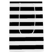 黒と白のストライプ性別が弓と弓のネクタイを明らかにする ミディアムペーパーバッグ (裏面)