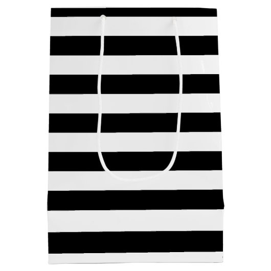 黒と白のストライプ性別が弓と弓のネクタイを明らかにする ミディアムペーパーバッグ (裏面)