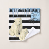 黒と白のストライプ極性のクマのバスルームのタオルのセット バスタオルセット (ウォッシュタオル)