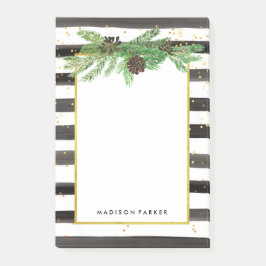 黒と白のストライプ金ゴールドと松のコーン ポストイット