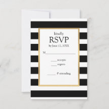 黒と白のストライプ ストライプ柄 RSVP カード
