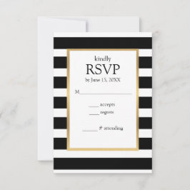 黒と白のストライプ ストライプ柄 RSVP カード