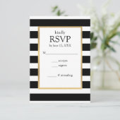 黒と白のストライプ ストライプ柄 RSVP カード (スタンド正面)