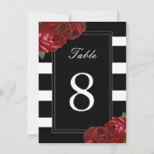 黒と白のストライプ テーブル番号 招待状 (裏面)