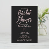 黒と白のストライプ ローズゴールド ピンク 結婚式前パーティー 招待状 (スタンド正面)