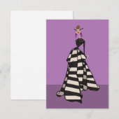 黒と白のストライプ 女性 ファッションアートカード (正面/裏面)