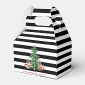 黒と白のストライプ 水彩クリスマスツリー フェイバーボックス (裏面サイド)