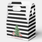 黒と白のストライプ 水彩クリスマスツリー フェイバーボックス (オープン)