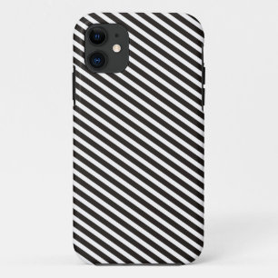 黒と白のストライプ – 黒 iPhone 11 ケース