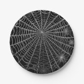 黒と白のスパイダーウェブスパイダーウェブハロウィーン ペーパープレート (正面)
