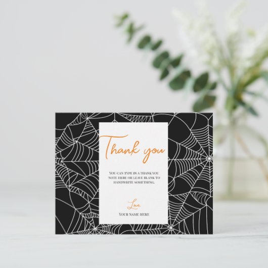 黒と白のスパイダーウェブハロウィーンありがとう 招待状 (スタンド正面)
