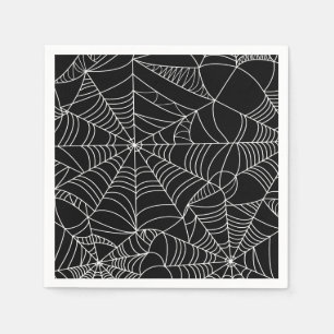 黒と白のスパイダーウェブ ハロウィンパーティ スタンダードカクテルナプキン