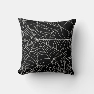 黒と白のスパイダーウェブ ハロウィン クッション