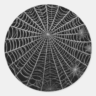 黒と白のスパイダーウェブ ハロウィン スパイダーウェブ ラウンドシール