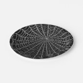 黒と白のスパイダーウェブ ハロウィン ペーパープレート (アングル)