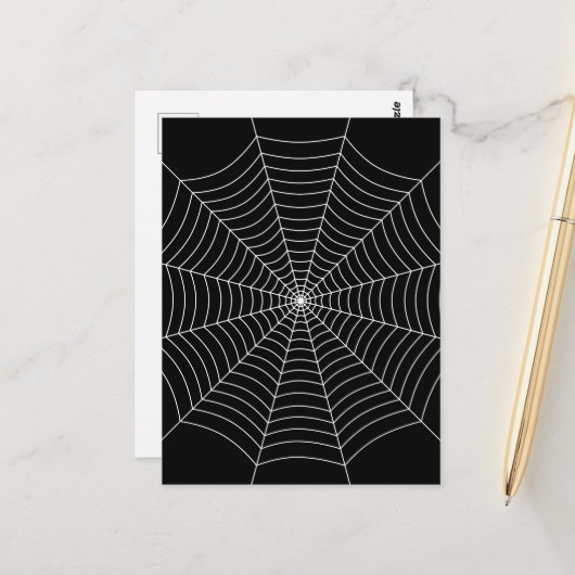 黒と白のスパイダーウェブ ハロウィーンパターン ポストカード (正面/裏面インサイチュ)