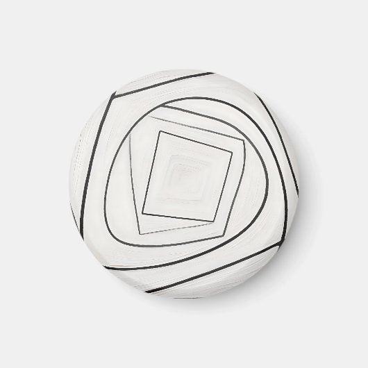 黒と白のスパイラルスクエア抽象画 マグネット (正面)
