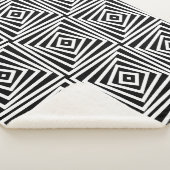 黒と白のスパイラルボストライプのックスの繰り返しパターン シェルパブランケット (3/4)