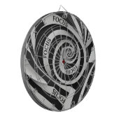 黒と白のスパイラル サイケデリック イリュージョン フォーカス ダーツボード (正面左)