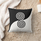 黒と白のスパイラル サークルを備えた抽象芸術 クッション (ブランケット)