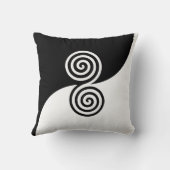 黒と白のスパイラル サークルを備えた抽象芸術 クッション (裏面)