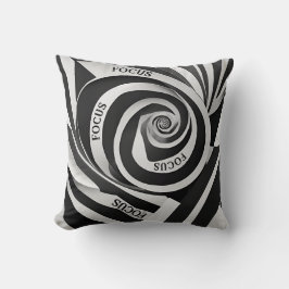 黒と白のスパイラル「フォーカス」 クッション