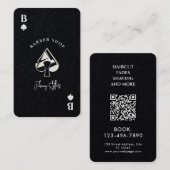 黒と白のスペードのエースの理容店 名刺 (正面/裏面)